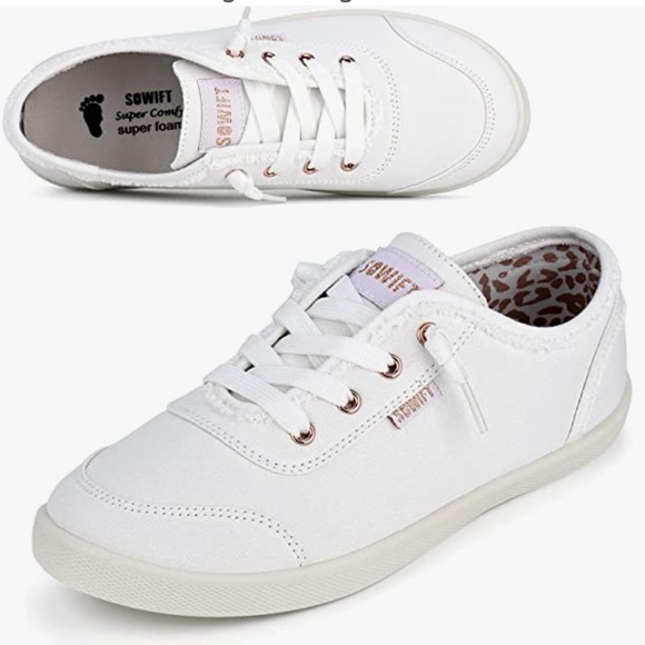 NEW IN BOX WHITE CANVAS SNEAKERS SIZE 7. - Picture 2 of 8